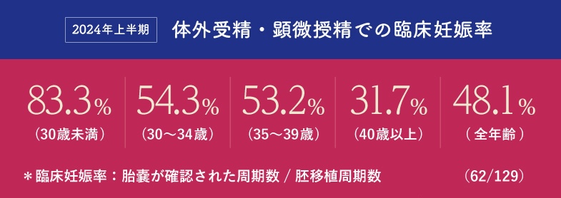 2024年上半期における体外受精・顕微授精の治療成績をアップしました。